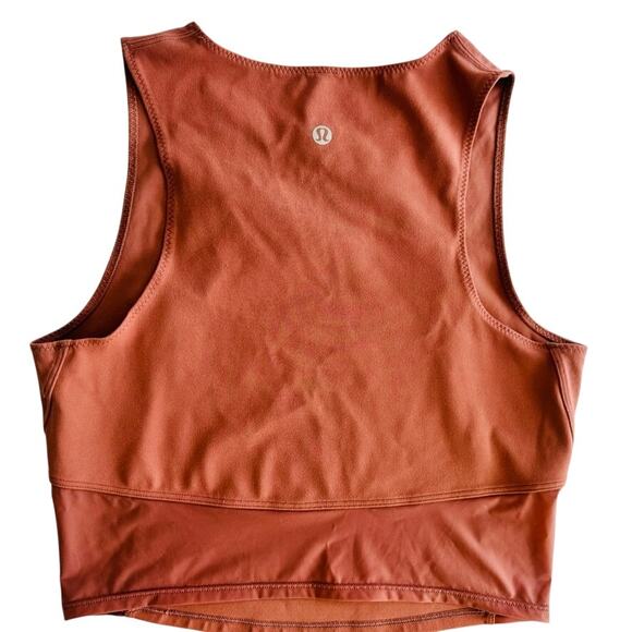Lululemon Nulu and Mesh Yoga Tank Top Jewel Emboss Spiced Chai Crop Top Size 4 - Picture 4 of 6